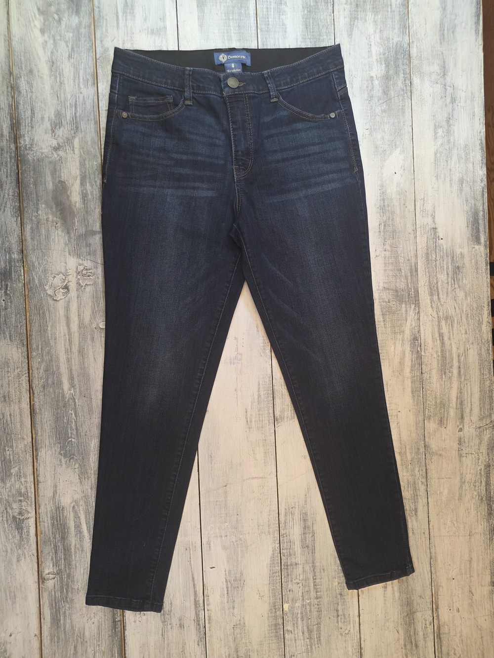 Democracy Ab Solution Women’s Mid Rise Stretch Skinny Jeans in Dark Blue sz 8